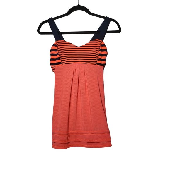 Lululemon Womens Orange and Blue Striped Run Back On Track Tank Top Size 6 - Picture 1 of 9